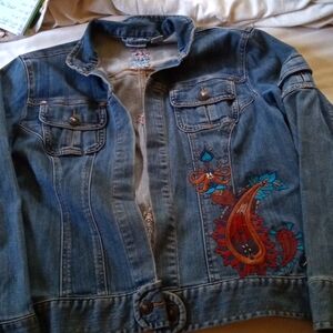 Chico's embroidered jean jacket 10/12